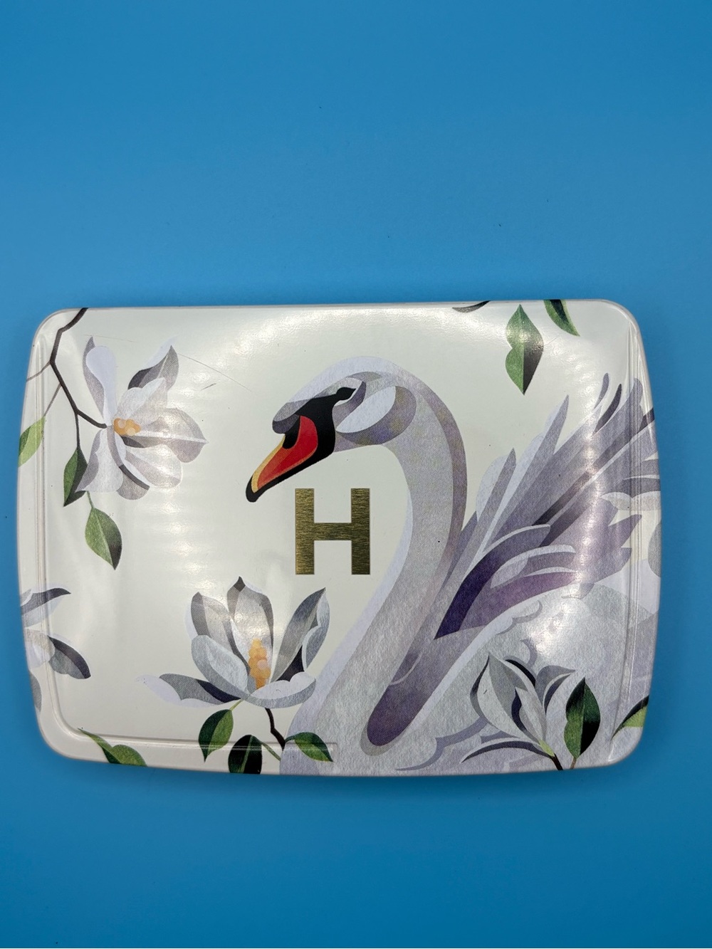 Hourglass Swan Illustration Compact - White, Purple, Green, Gold Accents